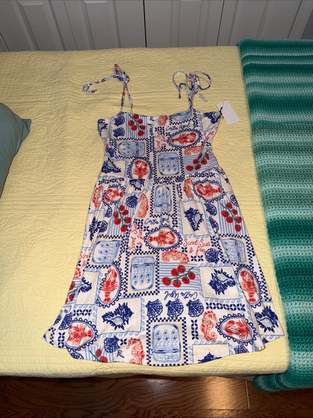 Wallflower Sundress with Blue and Red Coastal Print